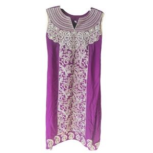 GIRLS INDIAN PURPLE SLEEVELESS LONG
DRESS WITH TROUSER